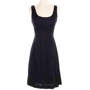 Barney's New York Silk Blend Deep Back V Pleated LBD Dress Black Size Large